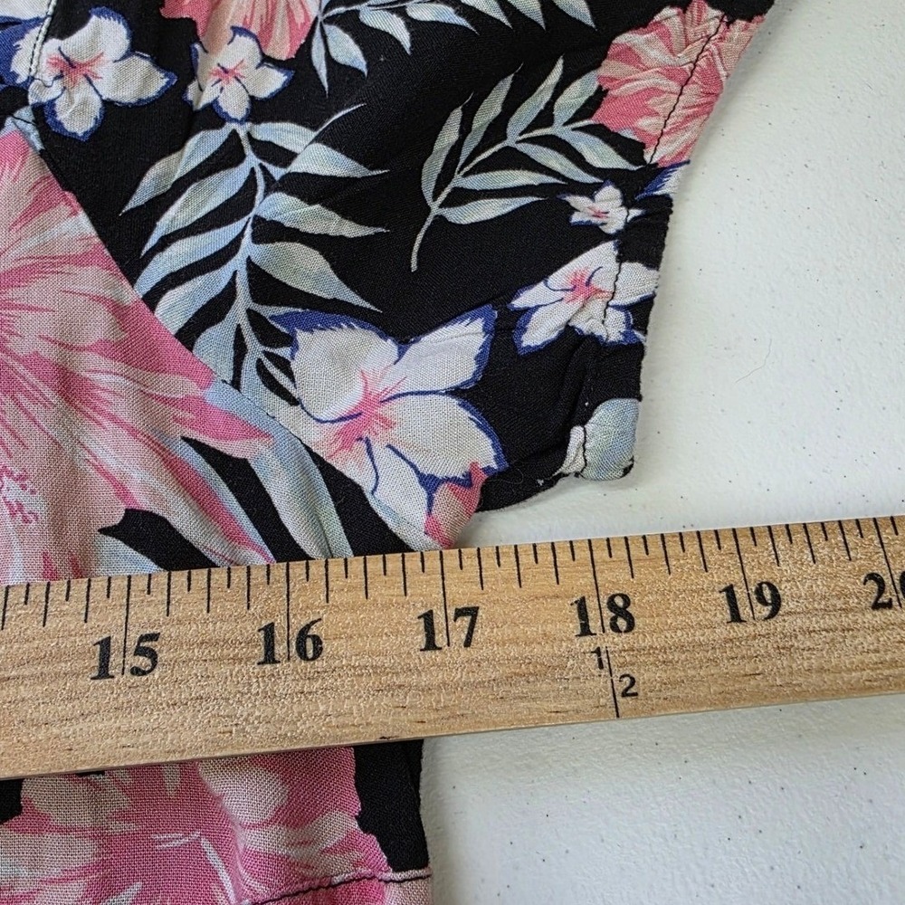 NWT Roxy Canyon Moon Floral Midi Dress Black Pink Tropical Smocked Back XL - Picture 6 of 8